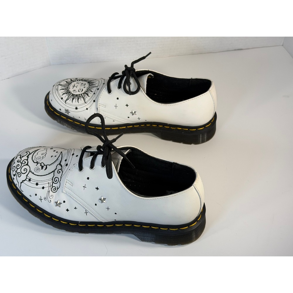 Dr. Martens 1461 Cosmic White Leather Sun Moon Star Studded Oxford Shoes 9 USW
